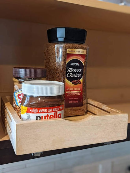 CabinetRTA Wood Pull Out Spice Rack Organizer for Cabinet – 9"(W) x 10"(D) x 3"(H) for Upper Kitchen Cabinets and Pantry Closet, for Spices, Sauces, Canned Food etc…
