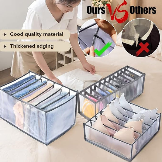 TIGARI Wardrobe Clothes Organizer, Closet Organizer Foldable Drawer Organizer for Clothing, Drawer Dividers for Clothes, Closet Storage for Trousers, Shirts, Jeans, T-Shirt, Bra, Underwear, Socks