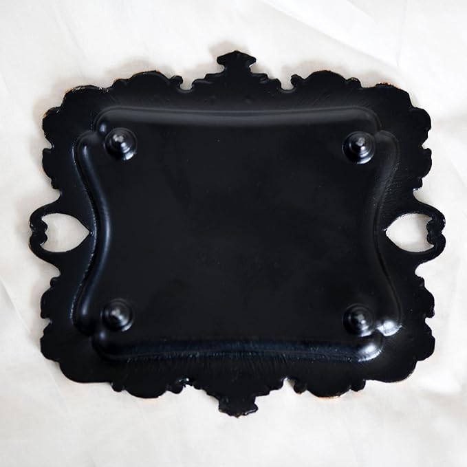 Funly mee Antique Trinket Dish Vintage Jewelry Tray, Ring Holder (Black & Gold, S)