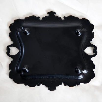 Funly mee Antique Trinket Dish Vintage Jewelry Tray, Ring Holder (Black & Gold, S)
