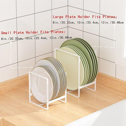 Hikinlichi Metal Drying Rack, 3 Pack Inside Cabinet Plate Holders Organizers, Upright Dish Racks for Countertop and Cupboard, Large Capacity, Black (20x16x11.5 cm Each)