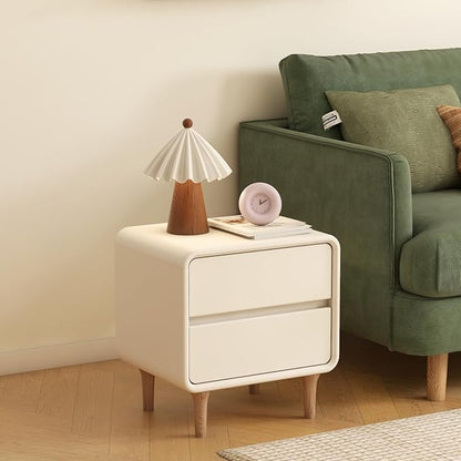 Vadisun White Solid Wood Night Stand Set of 2, Mid Century Modern Nightstand with 2 Drawers, Small Nightstand, Wooden Nightstands, Small Bedside Table for Bedroom(17.72" W x 13.78" D x 18.50" H)
