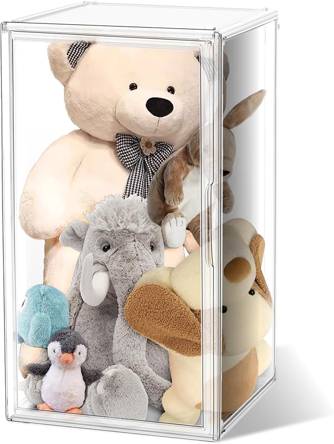 EZJOB 23.6'' Tall Acrylic Display Case XXXXX-Large Purse Handbag Organizer 13.8''x 12.2''x 23.6'' Clear Tall Boot Totes Storage Box Transparent Huge Figure Collectibles Showcase with Magnetic Lid