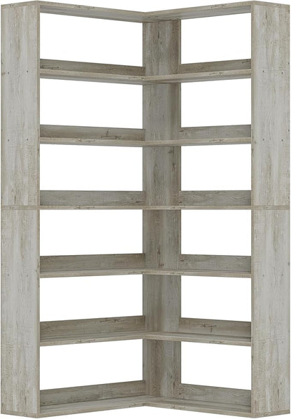 IRONCK Bookshelves 6 Tiers with Baffles Industrial Large Corner Etagere Bookcase Storage Display Rack for Living Room Home Office