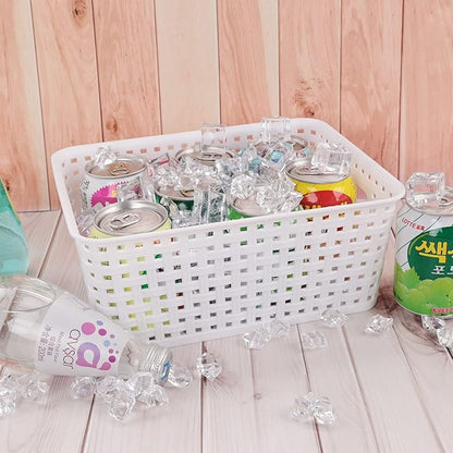 Saedy Pantry Organizers Storage Baskets Pack of 6, Woven Plastic Storage Baskets, White