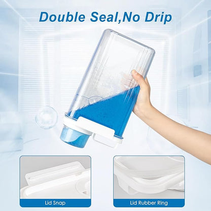 95oz Laundry Detergent Container, 2 Pack Plastic Liquid Detergent Dispenser for Laundry Room Powder,Soap,Fabric Softener, Scent Beads Storage and Organization,with 5 Labels.(3, 95oz)