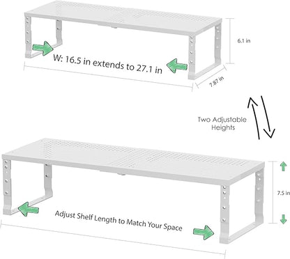 Flat Top Storage Rack - Expandable Countertop Space Saver, Heavy-Duty Steel Construction, Powder Coated Finish for Kitchens, Bathrooms, Workshops or Offices