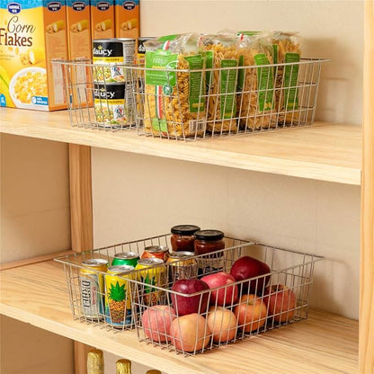 SANNO 15.7" Freezer Baskets Refrigerator Storage Baskets Bins Wire Storage Baskets Bin Organizer Food,Kitchen, Basket Organizers Bins for Home, Bathroom, Closet, Plating 4 pack