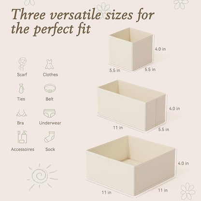 Criusia Drawer Organizers 18-Piece Set, Dresser Organizer for Baby Clothes, Foldable Closet Storage & Drawer Dividers for Underwear, Socks, Nursery (Beige)