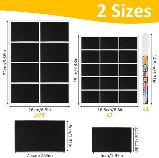 230 Pcs Labels for Jars, 2 Size Waterproof Chalkboard Labels for Food Containers, Storage Bins, Mason Jars, Reusable Blackboard Stickers with 1 Erasable Chalk Marker (Rectangle)
