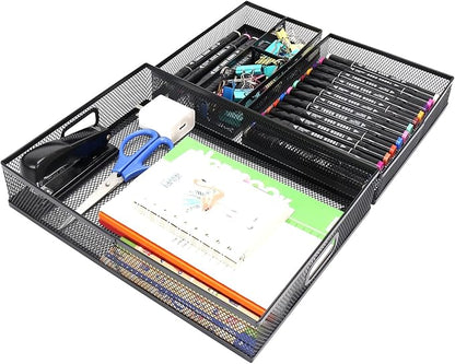 Office Drawer Organizer 3 Pack, Office Supplies Desk, Black Mesh Drawer Organizer Hold Pens & A4 Sized File, 12 x 9 Inches Visit the Store