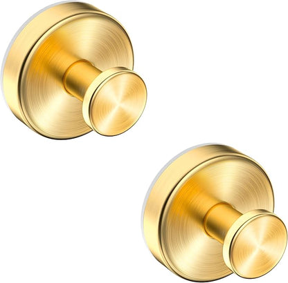 Suction Cup Hooks for Shower,Wreath Hanger for Front Door,Removable No Drill Waterproof Towel Loofah Hook,Upgraded 15 lbs Strong Suction Metal Hooks for Bathroom,Wall,Garland Glass Door-Gold 2 Pcs