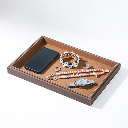 2Pcs/Set Wood Jewelry Organizer Tray, Stackable Blank Tray for Drawer, Rings Earring Storage Case, Necklace Accessories Display Holder for Store Selling or Home Show