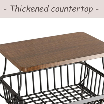 Dcxcaicc 2 Tier Stackable Fruit Vegetable Storage Baskets with Wheels,Wire Hanging Baske Stand for Kitchen Organizer, Fruit Basket for Kitchen,Pantry,Bathroom