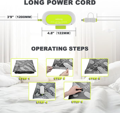 Vacloong Vacuum Storage Bags for Travel with Portable Electric Pump, 16 Packs Vacuum Seal Bags for Clothing with High Pressure Pump, Compression Packing Space Saver, Portable Travel Bags for Luggage