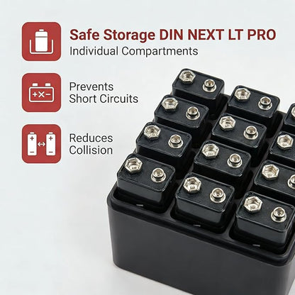 ALCYON 9V Battery Organizer Storage Case, Battery Vault Box Container for 12pcs 9V Batteries, Plastic Clear Protective Battery Holder for Travelling/Home/Office (Box Only, Black)