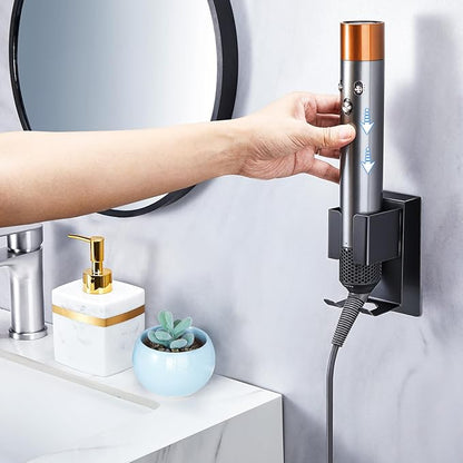 LOXSUN Hair Straightener Holder Wall Mount Curling Iron Holder, Blow Dryer Holder Wall Mounted, Adhesive Hair Dryer Holder, Hair Tools Organizer Storage for Bathroom Vanity (1, Black)