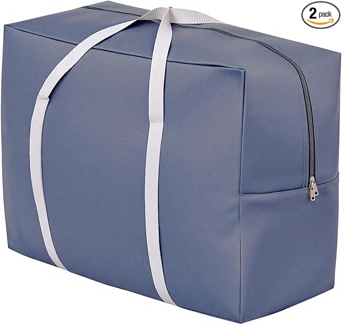 2 Pack Blanket & Comforter Storage Bags - Large Capacity Heavy-Duty 1680D Oxford Fabric Moving bags, Under Bed Storage for Bedding, Clothes, Pillows, Christmas supplies