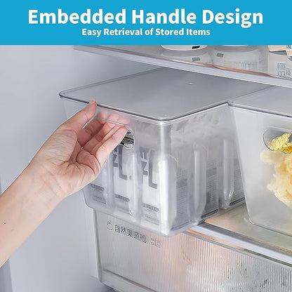 Clear Stackable Storage Bins, Pantry Organizers & Storage Containers, Cabinet Organizer, Home Organization Must Haves for Kitchen, Laundry Room, Office, Closet & Freezer (6 Pack with Lids)