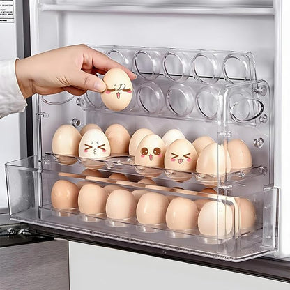 Tobeelec Clear Egg Holder for 36 Eggs, Egg Storage for Refrigerator, PET Egg Container for Kitchen Countertop, Egg Dispenser, Egg Tray
