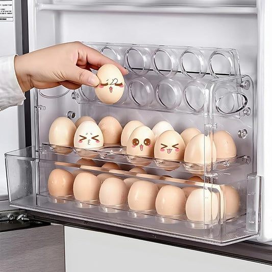 Tobeelec Clear Egg Holder for 36 Eggs, Egg Storage for Refrigerator, PET Egg Container for Kitchen Countertop, Egg Dispenser, Egg Tray