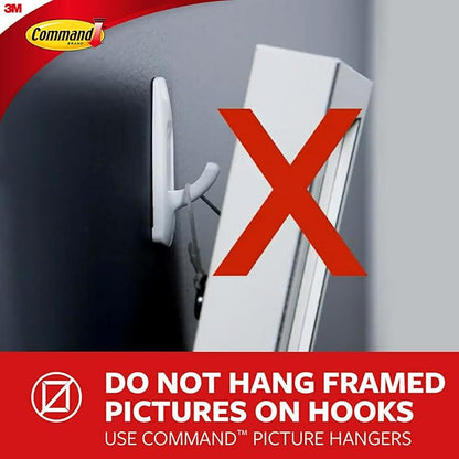 Command Large Satin Brass Double Hooks, 2 Coat Hooks and 2 Strips, Damage-Free Hanging with Adhesive, Great for Hanging Christmas Decorations, Holds up to 4 lb