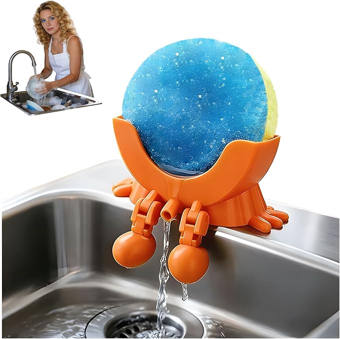 YHWABOICE Peeing Scrub Sponge Holder - Funny Sink Sponge Sponges Holder for Kitchen & Bathroom, Auto Draining Organizer, Kitchen Sink Drainer Rack (Orange)
