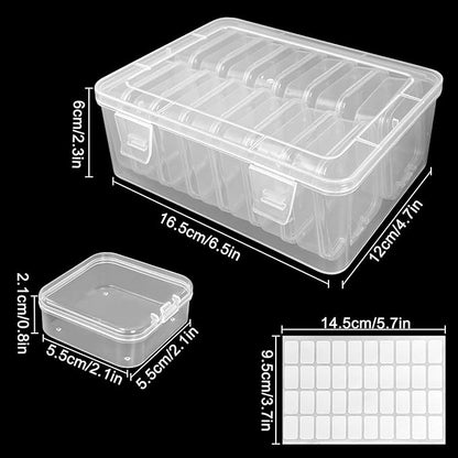 Guyuyii 15 Pcs Bead Storage Containers with Labels | BPA-Free Clear Plastic Organizer Box with Hinged Lid for Earrings, Jewelry, Diamond Painting | Portable & Easy-Open for Fishing Hooks & Small Parts