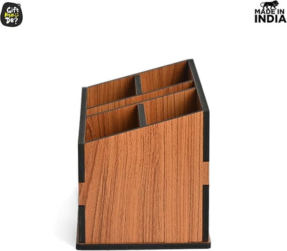 GKD wooden Remote Stand with 5 Sections | Remote Holder for Living Room, TV, and AC | Stationary Organizer | 5 in 1 | Ideal for Home and Office (Brown Butterfly)