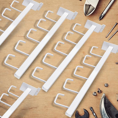5 Hooks Slatwall Hooks Accessories, 5 Pack 13.7 Inch Heavy Duty Waterfall Slatwall Hangers Rectangular Tube Slat Wall Clothes Hooks for Display Clothing Retail Shop Garage (White)