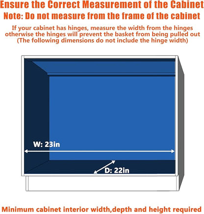 LOVMOR Pull Out Cabinet Organizer and Storage 22½" W x 21½" D, Slide Out Shelves for Kitchen Cabinets