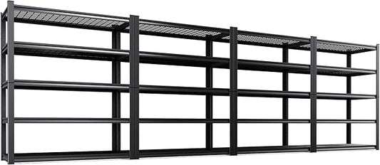 Set of 4 Garage Shelving-3000 lbs 5 Tier Storage Shelves,Adjustable Heavy Duty Metal Shelving Unit and Storage Large Wire Rack,Utility Steel Shelf for Warehouse Industrial Pantry Basement -78"x46"x20"