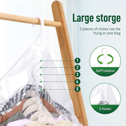 Hanging Vacuum Storage Bags For Clothes With Hand Pump,Coat Storage Bag Hanging,Vacuum Bags For Clothes,Space Saver Vacuum Storage Bags,Garment, Clothing, Dress, Suit, Long Coat, Jacket(Combo 6 Pack)
