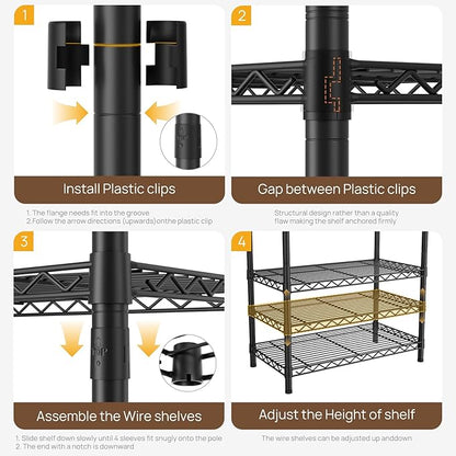 Coat Rack Clothes Wardrobe：Closet Organizer and Storage Clothing Garment Rack with Shelves Heavy Duty for Hanging Clothes Portable Adjustable Black 15.8" DX23.6 WX72.5 H