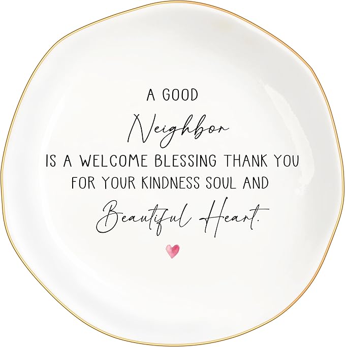 Bestie Gifts for Women Friendship, Jewelry Dish Trinket Tray, Gifts for Friends Female, Friend Gifts for Women Birthday, BFF Soul Sister Work Bestie Gifts for Thanksgiving Gifts (White-Neighbor5)