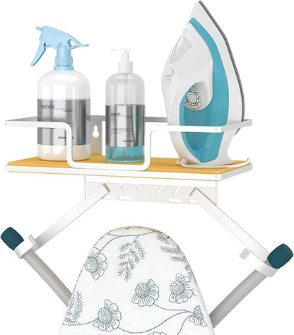 efluky Ironing Board Hanger Wall Mount with Removable Hooks, Ironing Board Holder Organizer Compatible with T/Leg & Y/Leg Ironing Boards, Space Saving Laundry Room Storage, 12.59"x5.9"x2.36", White