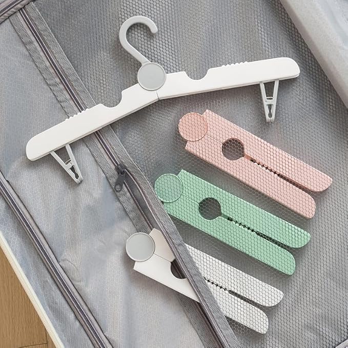 Portable with Clips Folding Clothes Hangers, Cruise Ship Essentials Portable Folding Clothes Hangers,Travel Accessories Foldable Clothes Drying Rack for Travel, 2 Pieces