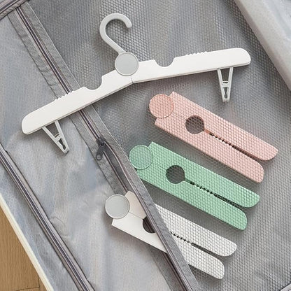 Portable with Clips Folding Clothes Hangers, Cruise Ship Essentials Portable Folding Clothes Hangers,Travel Accessories Foldable Clothes Drying Rack for Travel, 2 Pieces
