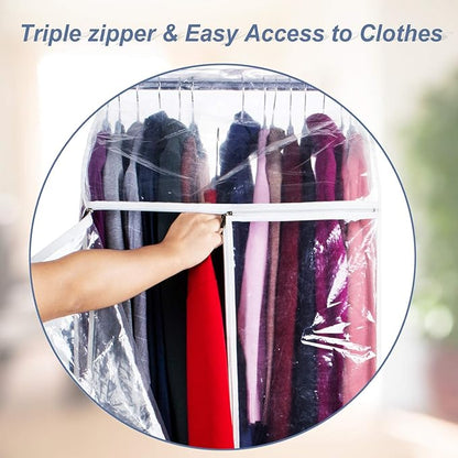 Zilink Clear Garment Bags for Storage 40 inch (2 Pack) Hanging Garment Rack Cover Suit Bags Organizer Hanging Clothes Cover for Suit Coats Jackets Dress Storage