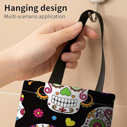 Plastic Bag Holder, Wall Mount Grocery Bag Organizer, Funny Hanging Trash Bag Storage Dispenser for Home Kitchen Cute Funny Skulls