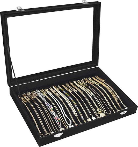 Velvet Necklace Display Jewelry Tray 20 Hook Necklace Tray Necklace Pendant Jewelry Tray for Women and Girls