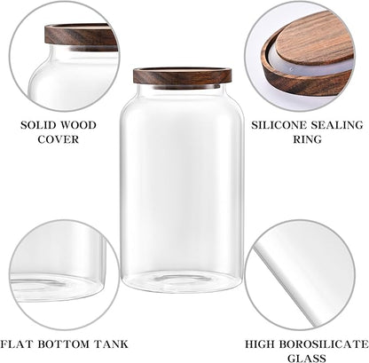 Glass Storage Jars,1PACK 95oz/2800ml Clear Glass Food Storage Containers with Airtight Bamboo Lid Stackable Kitchen Canisters for Candy,Cookie,Rice,Sugar,Flour,Nuts and Spice Jars