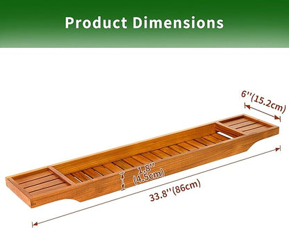 VaeFae Teak Bathtub Tray, Wooden Bath Caddy for Bathtub, Bath Tub Wood Table for Tub