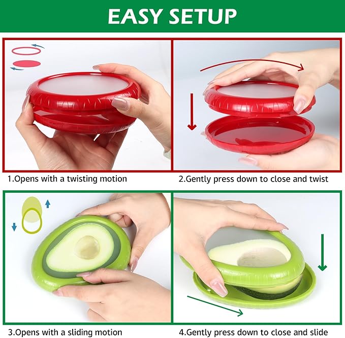 T-Raputa Avocado Saver and Onion Storage 4 Set - Reusable refrigerator fruit storage containers - is the storage Apples, Tomatoes, Tomato,Garlic for Ideal