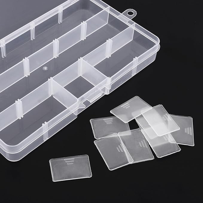 OriGlam 1pcs 17x10CM Plastic Organizer Storage Box with Adjustable Dividers, Jewelry Storage Container Box for Office Supplies Beads Crafts Fishing Tackles (Transparent)