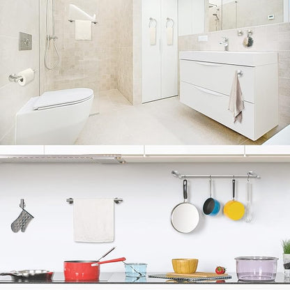 Cilee 10 Piece Brushed Nickel Bathroom Hardware Set, 24 inch Brushed Nickel Towel bar Towel Ring Toilet Paper Holder Robe Towel Hook, SUS304 Stainless Steel Bathroom Accessory Set