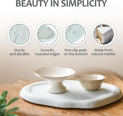 Natural Marble Trinket Tray – 9"x6" Cloud Shaped Decorative Dish for Jewelry, Keys, Perfume, Cosmetics, Vanity, Bathroom, Candle, Kitchen & Countertop | Stone Catchall or Gift (Rainy White)