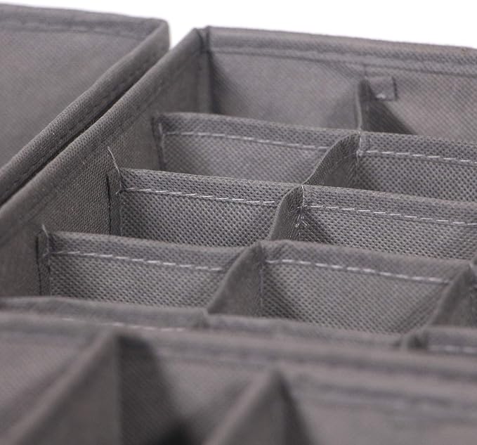 DIOMMELL 21 Pack Foldable Cloth Storage Box Closet Dresser Drawer Organizer Fabric Baskets Bins Containers Divider for Baby Clothes Underwear Bras Socks Lingerie Clothing,M Grey 11-4249