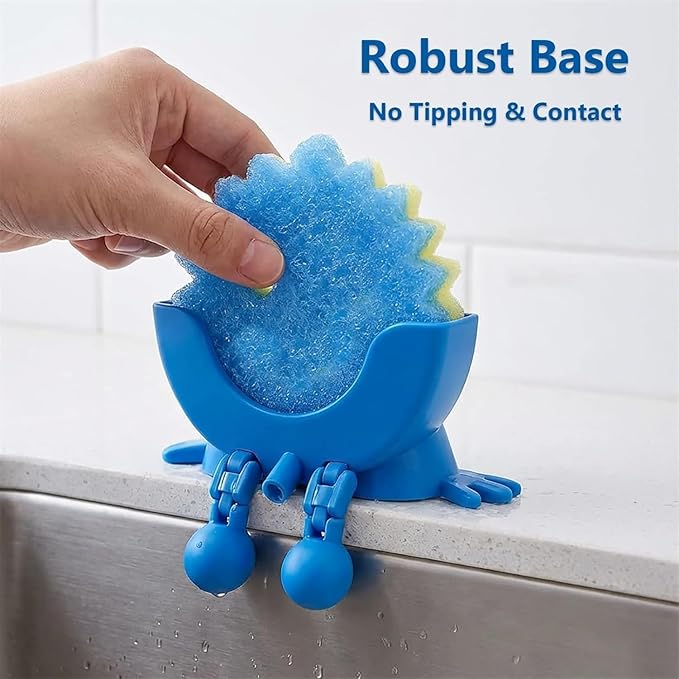 Sponge Holder for Scrub with Drainage, Smiley Sponge Holder for Sink, Keeps Your Sponge Dry, Smiling 3D Printed Holder Funny Sponges Holder for Daddy & Mummy, Kitchen Countertop Sink Draining (C#)
