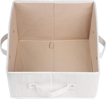 KEEGH Storage Bins for Closet Shelves Storage Baskets for Shelves Trapezoid Storage Bin Fabric Organizer Bins for Clothes with Handles,Beige,Set of 3, 11.8" x 11.2"x 8.3"